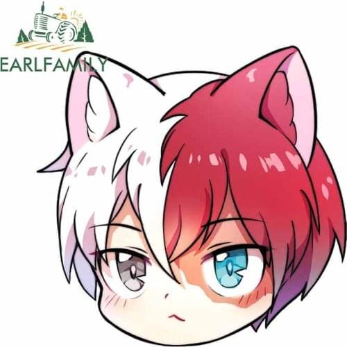 EARLFAMILY 13cm x 12.7cm for My Hero Academia Todoroki Shoto Car Stickers Anime Scratch-Proof Decal Waterproof Windows Graphics