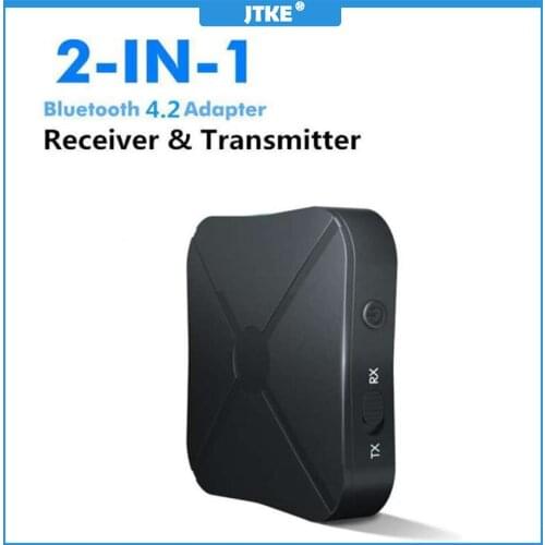 JTKE 2 In 1 Mode Wireless Bluetooth 4.2 Audio Receiver Transmitter Adapter Bluetooth Stereo Audio Adapter With 3.5MM AUX Audio