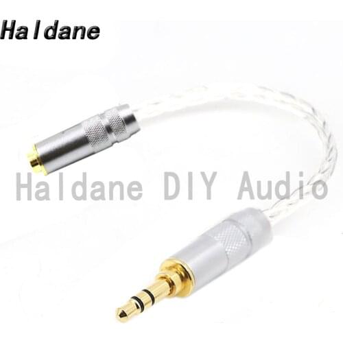 Haldane HIFI DIY 3.5mm Stero 3pin Male to 4.4mm Balanced Silver Plated Audio Adapter Cable 3.5 to 4.4 Connector Cord