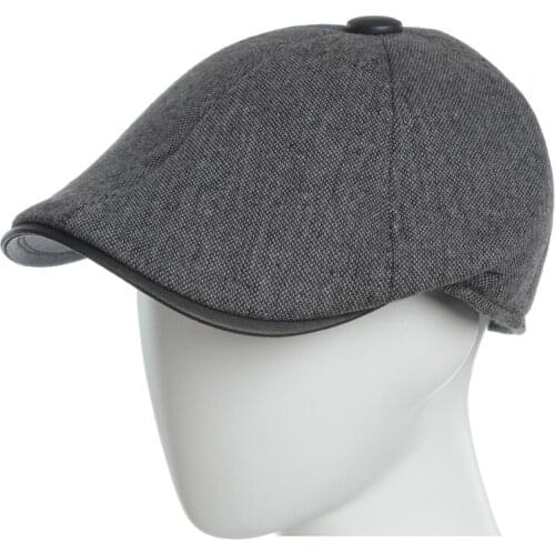 Beret Caps for man Winter Wool Male Beret Cap Hats With Earflap For Men Classic leatherette Fashion Peaked cap for man