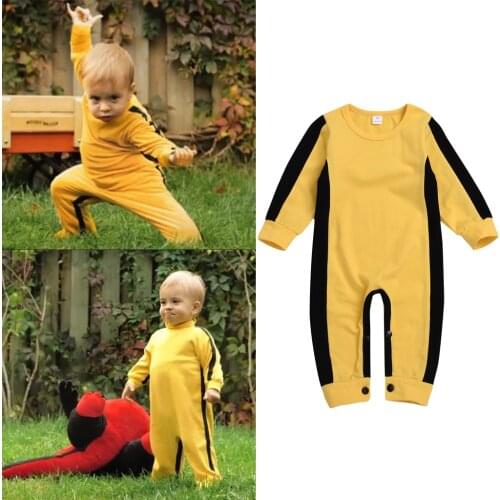 Baby Boy Summer Clothes Bruce Lee Baby Boy Romper Summer Clothing Long Sleeve Fashion One Piece Jumpsuit 1-2Y Funny Baby Clothes