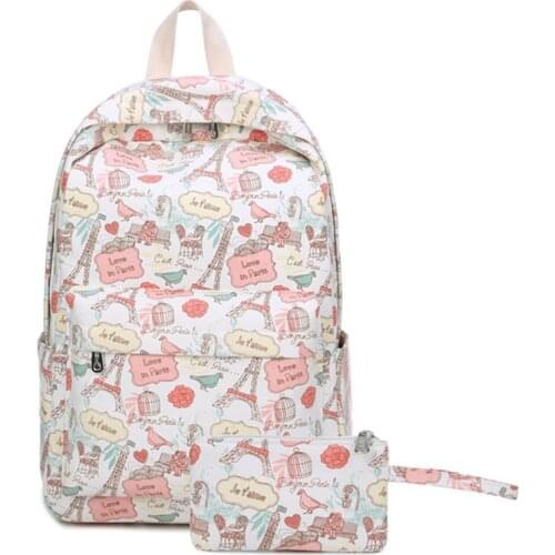 Set Backpack Women Cute Printing Backpack Canvas Bookbags For Teenage Girls Laptop School Bags Mochila Bagpack Backbag