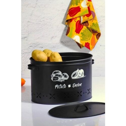 Onion Potato and Garlic Storage Container Box Metal Black Cream White Basket Organizer Big Food Container For Kitchen Storing