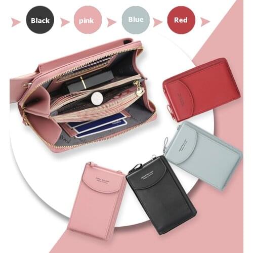 Baellerry Girls Solid Color PU Leather Purse Fashion Women Long Wristlet Clutches Portable Coin Bank Card Holder Wallets