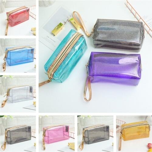 Summer Transparent Pillow Cosmetic Bag PVC Multi-functional Waterproof Travel Handbag Package Totes Clutch Bags Make Up Storage