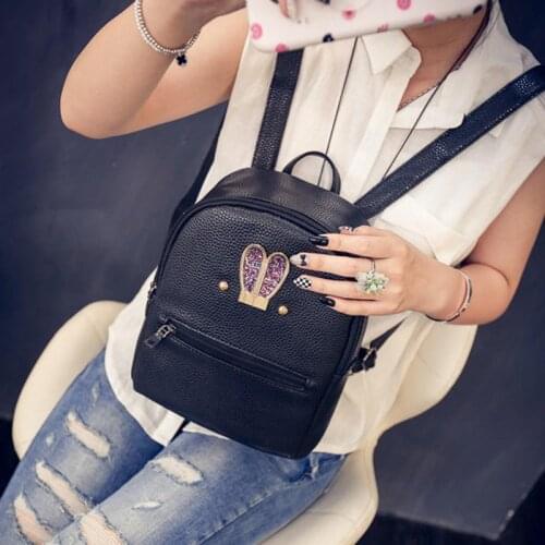 Fashion Korean Women Backpack Leather Rabbit Ears Diamond Zipped Ladies Casual Travel Bag Girls School Bags High Quality FA$B