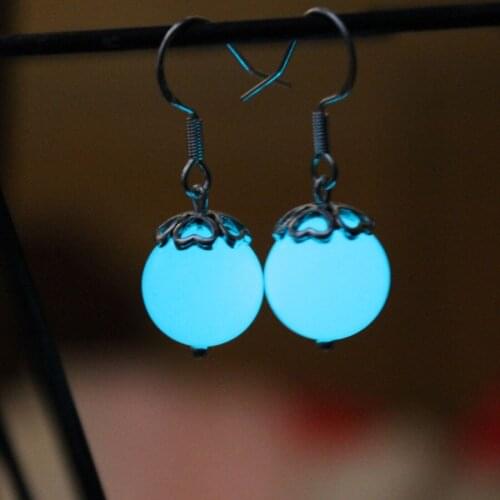 Night-luminescent Pearl Earrings Glow in The Dark Luminous beads Pendant earring Lovers eardrop Clip Earrings WOMEN girl gift