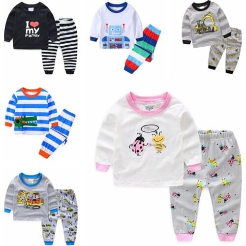 New 2-7 Years Boys Girls Homewear Nightwear Kids Pajamas Set Clothes Kids Cartoon Clothing Sets Children Sleepwear Pyjamas Suit