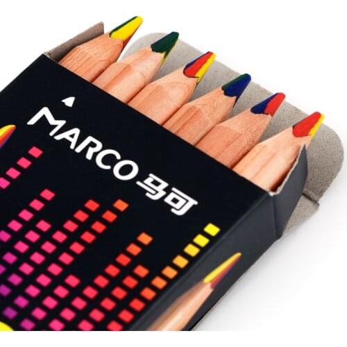 New arrival 6pcs/lot Marco 4 colors rainbow pencil thick triangle pole easy grip graffti pencil