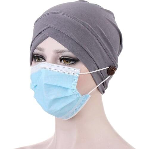 Solid Color Elastic Cotton Bonnet Inner Hijab Cap Women Crossover Headscarf Muslim Hijab Head Wrap Doctor Nurse Hat Sleep Cap