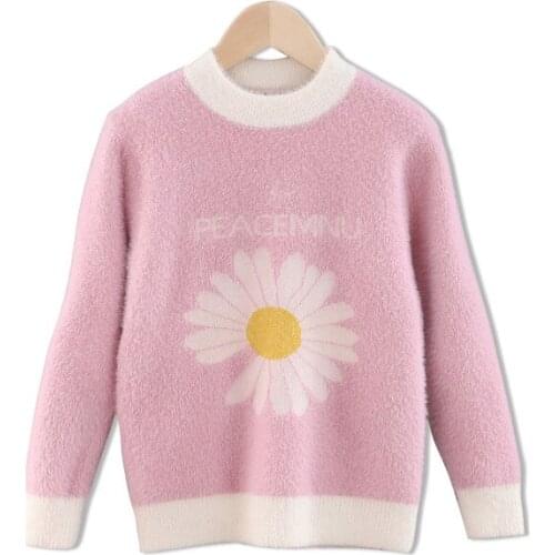 3-12 Year Flower Collar Woven Outfits For Knitted Autumn Winter Girls Warm Sweater Dress Top Female Child Clothes Clothing Kids