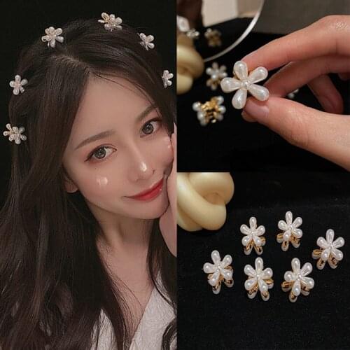 Full Pearl Hair Claw Clamps Flower Hairpins Crab Hair Clips Hair Accessories For Women Girl Mini Small Barrettes Party Gift