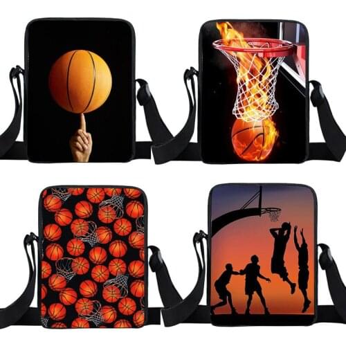 Hot Basketball Print Men Handbag Small Shoulder Bags for Travel Leisure Crossbody Bag Mini Messenger Bags Bookbag