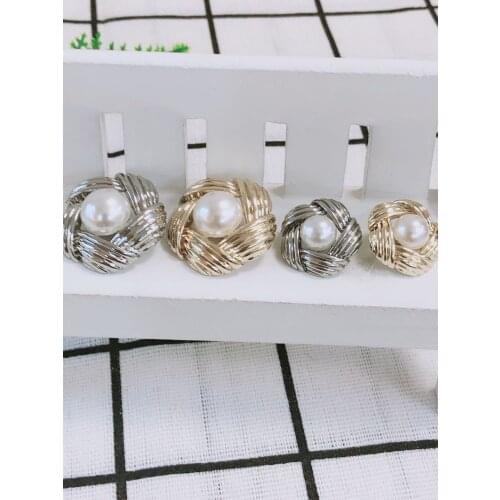 10pcs Gold Pearl Womens Buttons Decorations for Clothing Vintage Suit Coat Dress Button Metal Diy Sewing Accessories needlework