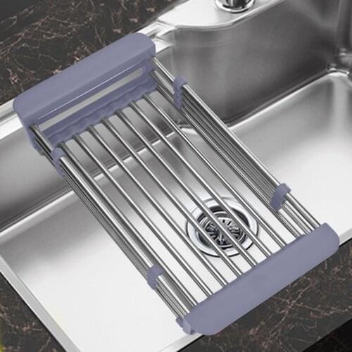 Adjustable Dish Drainer Sink Drain Basket Washing Vegetable Fruit Plastic Drying Rack Kitchen Accessories Organizer Sink Drain