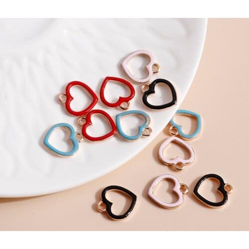 10pcs 11*13mm Romantic Mini Love Heart Charms for Jewelry Findings DIY Trendy Colorful Charms Necklaces Pendants Earrings Making