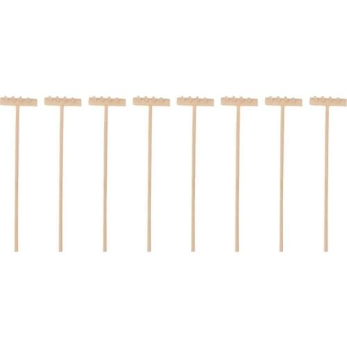 8Pcs Mini Zen Garden Rake Tabletop Garden Sandbox Tools Kit Desktop Decor Bamboo Tea Set Decoration Mini Rake