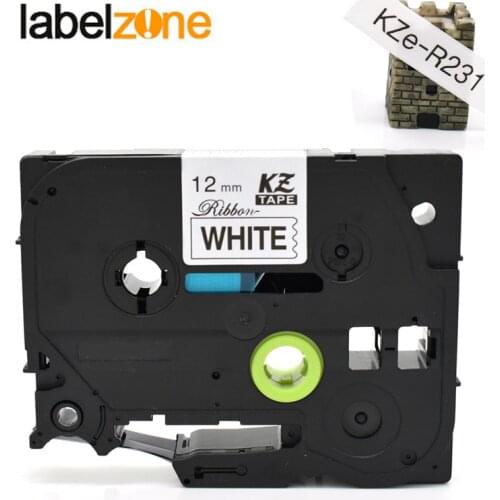 Tze-R231 Satin Ribbon Black on white Tapes 12mm*4m compatible Brother p-touch printers for pt-d200 d210 ribbon printer tz-R231