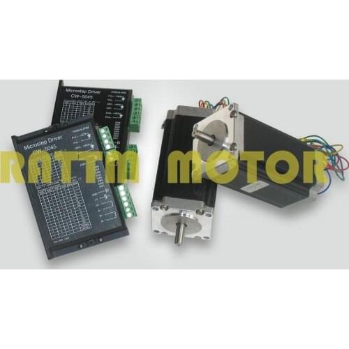 2sets NEMA23 stepper motor 425oz-in/3.0A & CW5045 driver with 256 microstep and 4.5A current 50VDC CNC controller kit