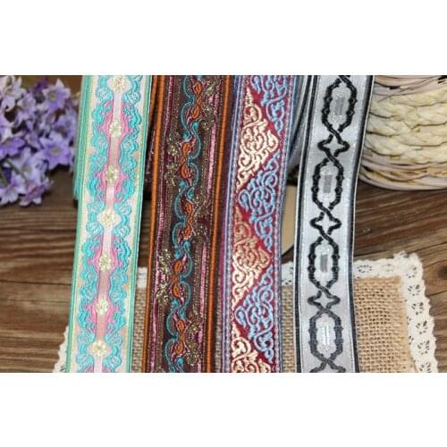 Mixed set 8yards/lot wide 3cm Woven Jacquard Ribbon classical design curtain and clothing accessory LS-9992