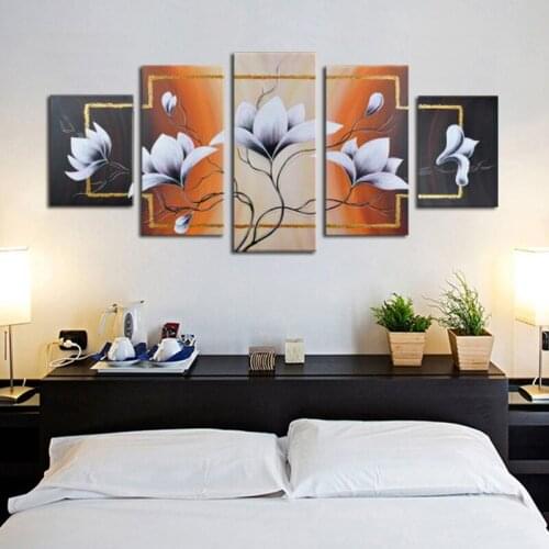 Modern Abstract white flower blossom Oil Painting Fine Art handpainted Canvas for Wall Top-quality and reasonable price