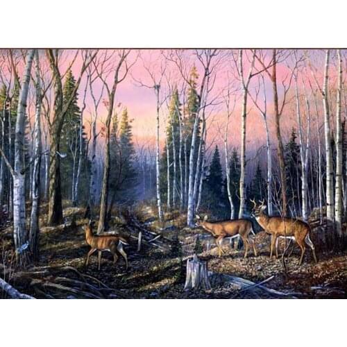 Modern Home Sitting Room Decor Art Wall Decoration Forest Animal scenery Oil Painting Picture Printed on Canvas No frame