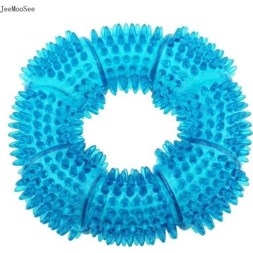 TPR Dog Squeaky Chew Toys For Aggressive Chewers Dental Teeth Mouth Cleaning Training Ring Toys 5.12 Inches Randomly Send