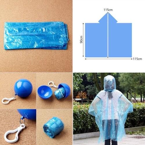Unisex Raincoat Disposable Rain Jacket Poncho Rainwear W/ Keyring Ball Practical