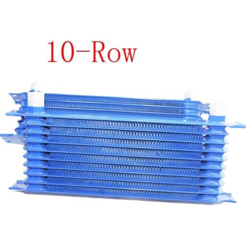 10Row AN10 Universal Engine Transmission Oil Cooler Racing Performance Aluminum Engine Oil Cooler Blue
