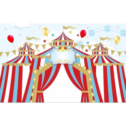 Balloons Carnival Circus Tent Stage Entrance Stripes backdrops Vinyl cloth High quality Computer print party background