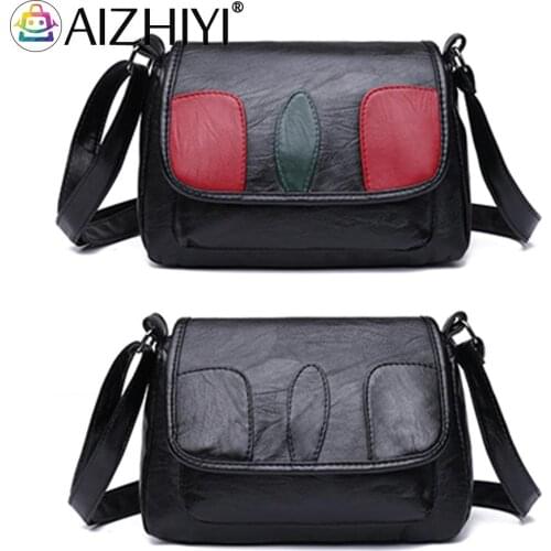 Retro Women Soft PU Leather Patchwork Crossbody Shoulder Messenger Bag Casual Ladies Contrast Color Small Flap Purse Handbags