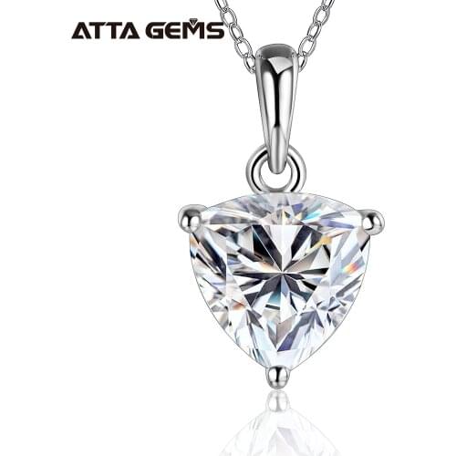 925 Silver Rhodium plating 1 Carat VVS1 Diamond Test Round Shape Moissanite Pendant Necklace Women Classic Gemstone Necklace