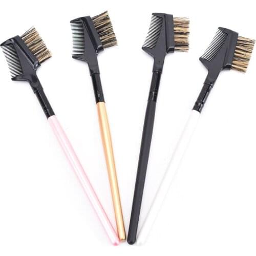 HOT Eyebrow Eyelash Dual-Comb Extension Brush Metal Comb Makeup Tool