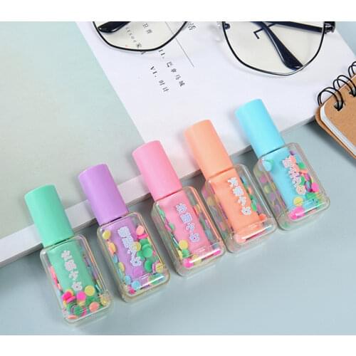 1pcs Cute Nail Polish Bottle Mini Highlighter Marker Pen Drawing Plastic Highlighter for Student Note Marker Oblique Head