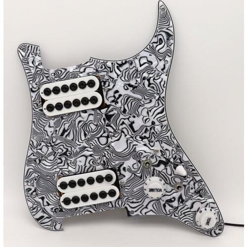3-ply HH Loaded Prewired Guitar Pickup Pickguard for ST SQ Electric Guitar Black White Zebra Color