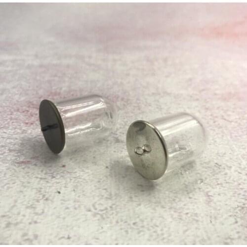 5pcs/lot 25x18mm Glass globe tube bell jars classic metal tray glass vial pendant bottle jar dome cover jars dome DIY necklace