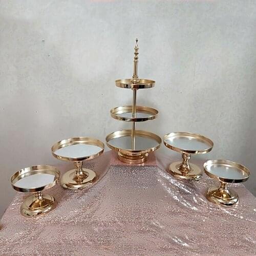 5pcs gold set cake stand handle suit party table