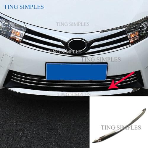 For Toyota Corolla Altis 2014 2015 2016 Car cover Bumper ABS Chrome trim Front protection bar bottom Grid Grill Grille frame edg