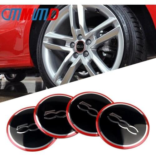 Car Styling 4pcs New 56mm aluminum Car Wheel Center Hub Cap Sticker Emblem Badge Sticker for Fiat 500 5CC Logo 124 125 125 500