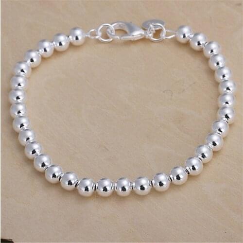 6MM exquisite beads silver color bracelets new listings high -quality fashion hot selling silver jewelry Christmas gifts
