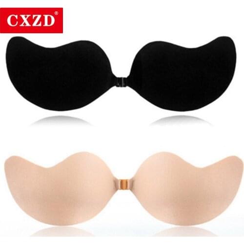 CXZD Lingerie Invisible Bra Strapless Silicone Push Up Fly Adhesive Backless Bralette Women Plus Size Seamless Bras Intimates