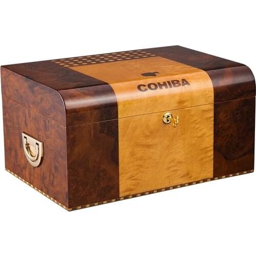 Cohiba High-end Cedar Wood Cigar Cigarette Case Humidor Travel Cigar Holder With Humidier Hygrometer Humidor Tobacco Storage