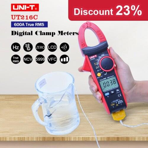 UNI-T UT216C True RMS Digital Clamp Meter AC DC voltmeter Ammeter Resistance Capacitance Frequency Temperature tester Auto Range