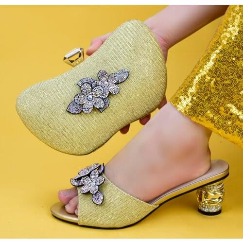 Doershow new Matching Women Shoe and Bag Set Decorated fashion Nigerian Shoes and Bag Set Italy Shoes and Bag set!SGF1-13