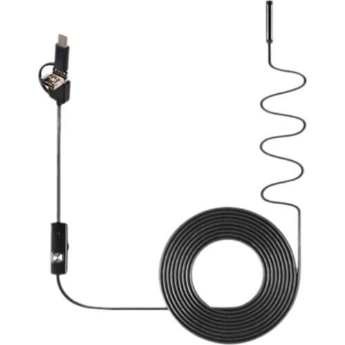 3-In-1 Industrial Endoscope Borescope Inspection Camera Built-in 6 LEDs IP67 Waterproof USB Type-C Endoscope for Android Smartph