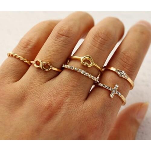 Geometry Intersect Crystal Rings Set For Women Girls heart Rings Engagement Wedding Rings 2020 Female Party Jewelry Gift