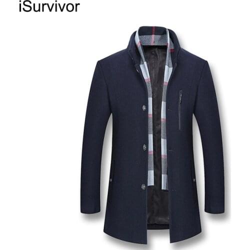 ISurvivor 2021 Men High Quality Winter Autumn Woolen Jackets Coats Male Casual Fashion Slim Fit Large Size Solid Color Jackets