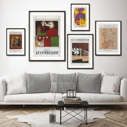Le Corbusier Canvas Print Museum Exhibition Poster Abstract Cubism Painting Wall Art Picture for Living Room Home Gallery Decor