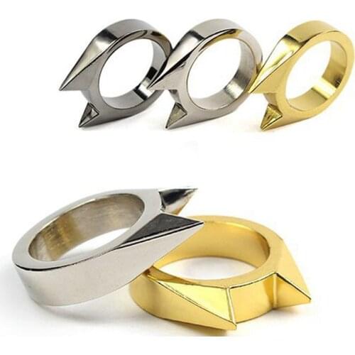 Self-defense cat ear single finger buckle ring broken window ladies anti-thief mens outdoor products 1 finger buckle Ring