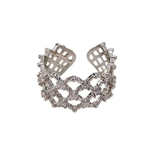 Web celebrity Super Shining Hollow Jewelry Ring Female Student Ring European Exaggerated Knuckled Index Finger Ring